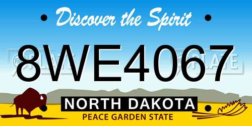 8WE4067 North Dakota License Plate