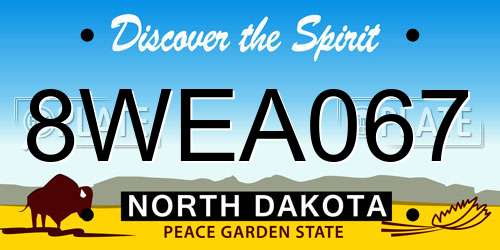 8WEA067 North Dakota License Plate