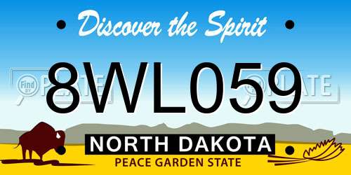 8WL059 North Dakota License Plate