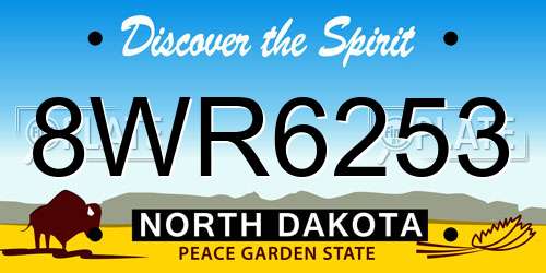 8WR6253 North Dakota License Plate