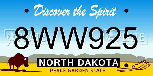 8WW925 North Dakota License Plate