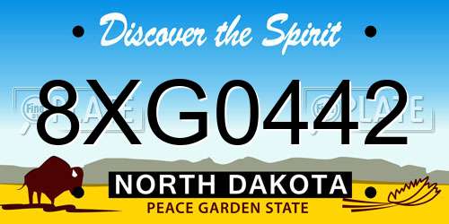 8XG0442 North Dakota License Plate