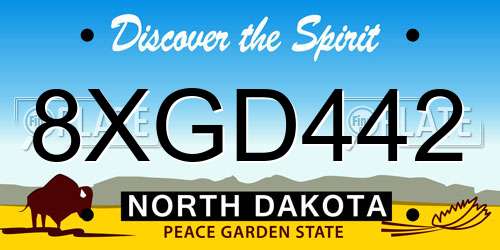 8XGD442 North Dakota License Plate