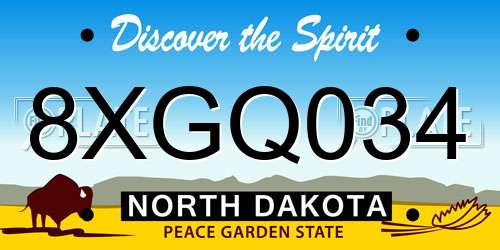 8XGQ034 North Dakota License Plate