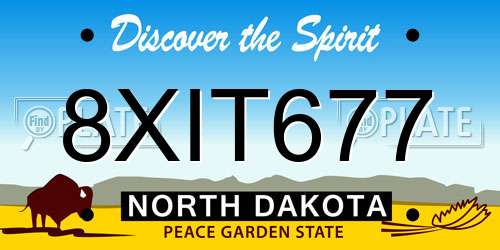 8XIT677 North Dakota License Plate