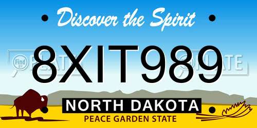 8XIT989 North Dakota License Plate