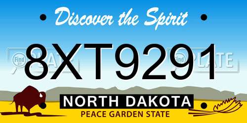 8XT9291 North Dakota License Plate
