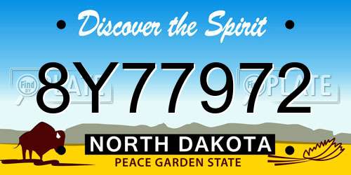 8Y77972 North Dakota License Plate