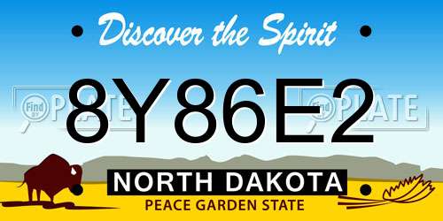 8Y86E2 North Dakota License Plate