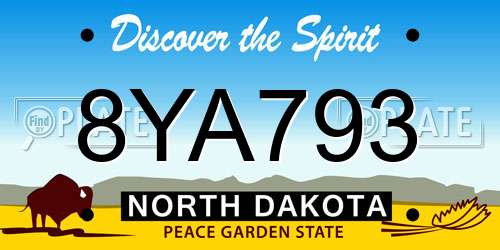 8YA793 North Dakota License Plate