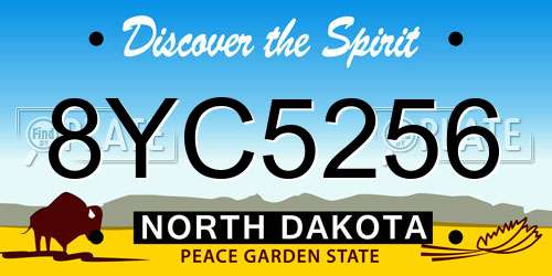 8YC5256 North Dakota License Plate