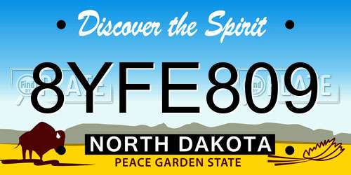 8YFE809 North Dakota License Plate