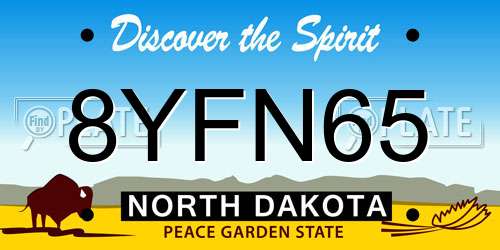 8YFN65 North Dakota License Plate