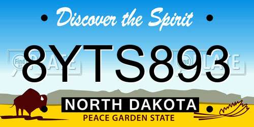 8YTS893 North Dakota License Plate
