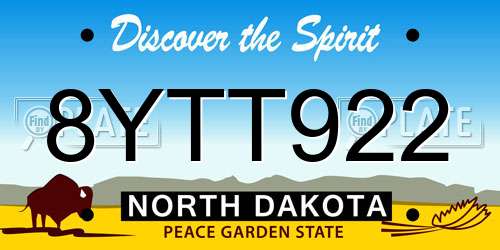 8YTT922 North Dakota License Plate