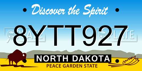 8YTT927 North Dakota License Plate