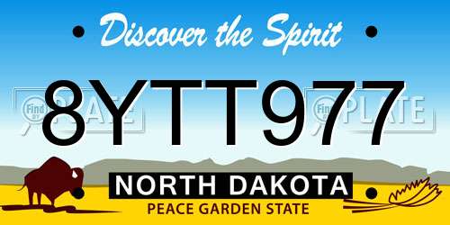 8YTT977 North Dakota License Plate