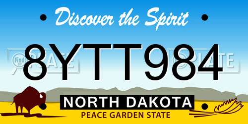 8YTT984 North Dakota License Plate