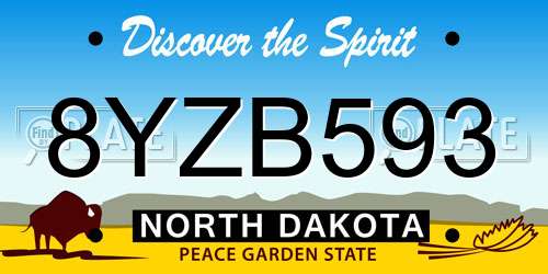 8YZB593 North Dakota License Plate