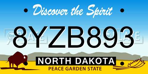 8YZB893 North Dakota License Plate