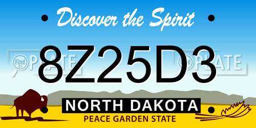 8Z25D3 North Dakota License Plate