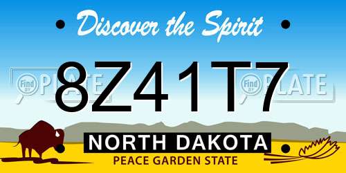 8Z41T7 North Dakota License Plate