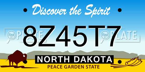 8Z45T7 North Dakota License Plate