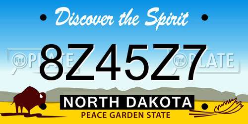 8Z45Z7 North Dakota License Plate