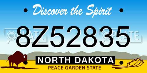 8Z52835 North Dakota License Plate