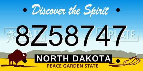 8Z58747 North Dakota License Plate