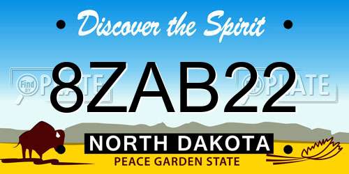 8ZAB22 North Dakota License Plate