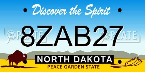 8ZAB27 North Dakota License Plate