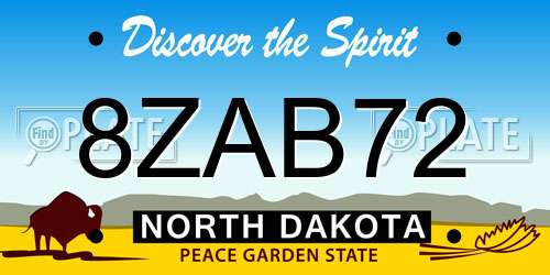 8ZAB72 North Dakota License Plate