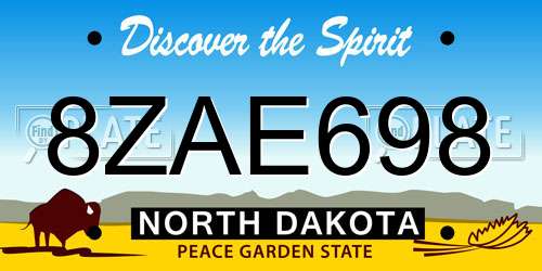 8ZAE698 North Dakota License Plate