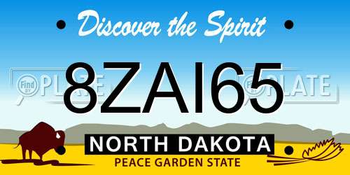 8ZAI65 North Dakota License Plate