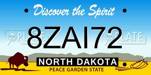 8ZAI72 North Dakota License Plate
