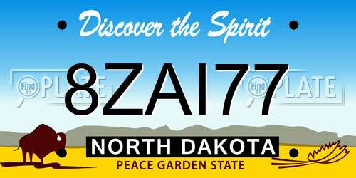8ZAI77 North Dakota License Plate