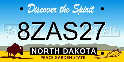 8ZAS27 North Dakota License Plate