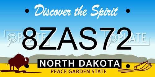 8ZAS72 North Dakota License Plate