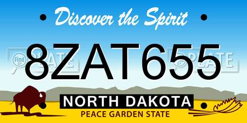 8ZAT655 North Dakota License Plate