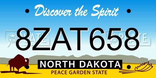 8ZAT658 North Dakota License Plate