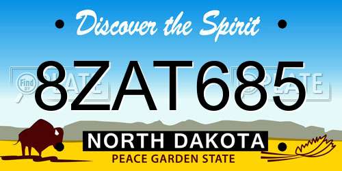 8ZAT685 North Dakota License Plate