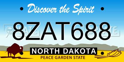 8ZAT688 North Dakota License Plate