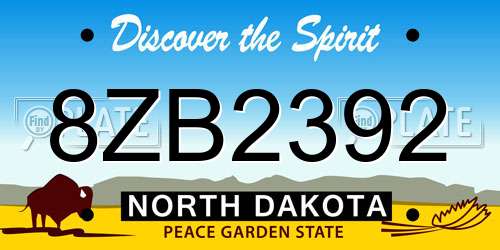 8ZB2392 North Dakota License Plate