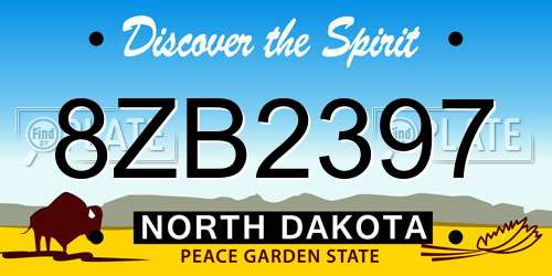 8ZB2397 North Dakota License Plate