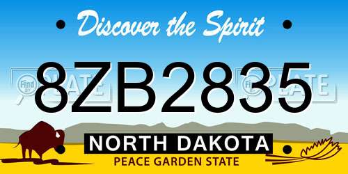 8ZB2835 North Dakota License Plate