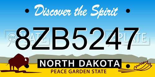 8ZB5247 North Dakota License Plate