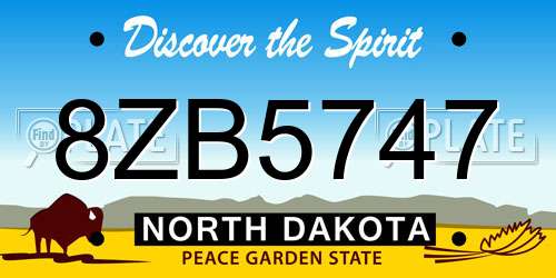 8ZB5747 North Dakota License Plate