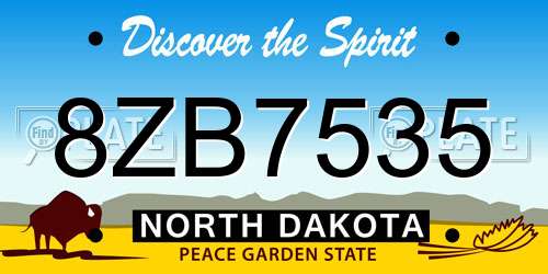 8ZB7535 North Dakota License Plate