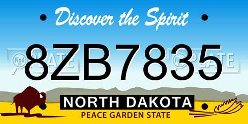 8ZB7835 North Dakota License Plate